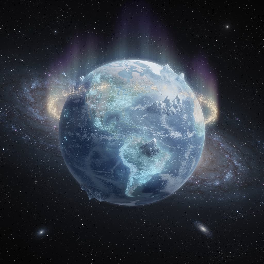 AI generated: Create a Sci-Fi image of a planet. A Rogue Ice World, Planet. Within the Void of Space. Make it Ultr...