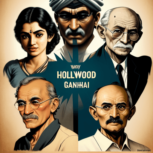 AI generated: Hollywood heroes with Gandhiji