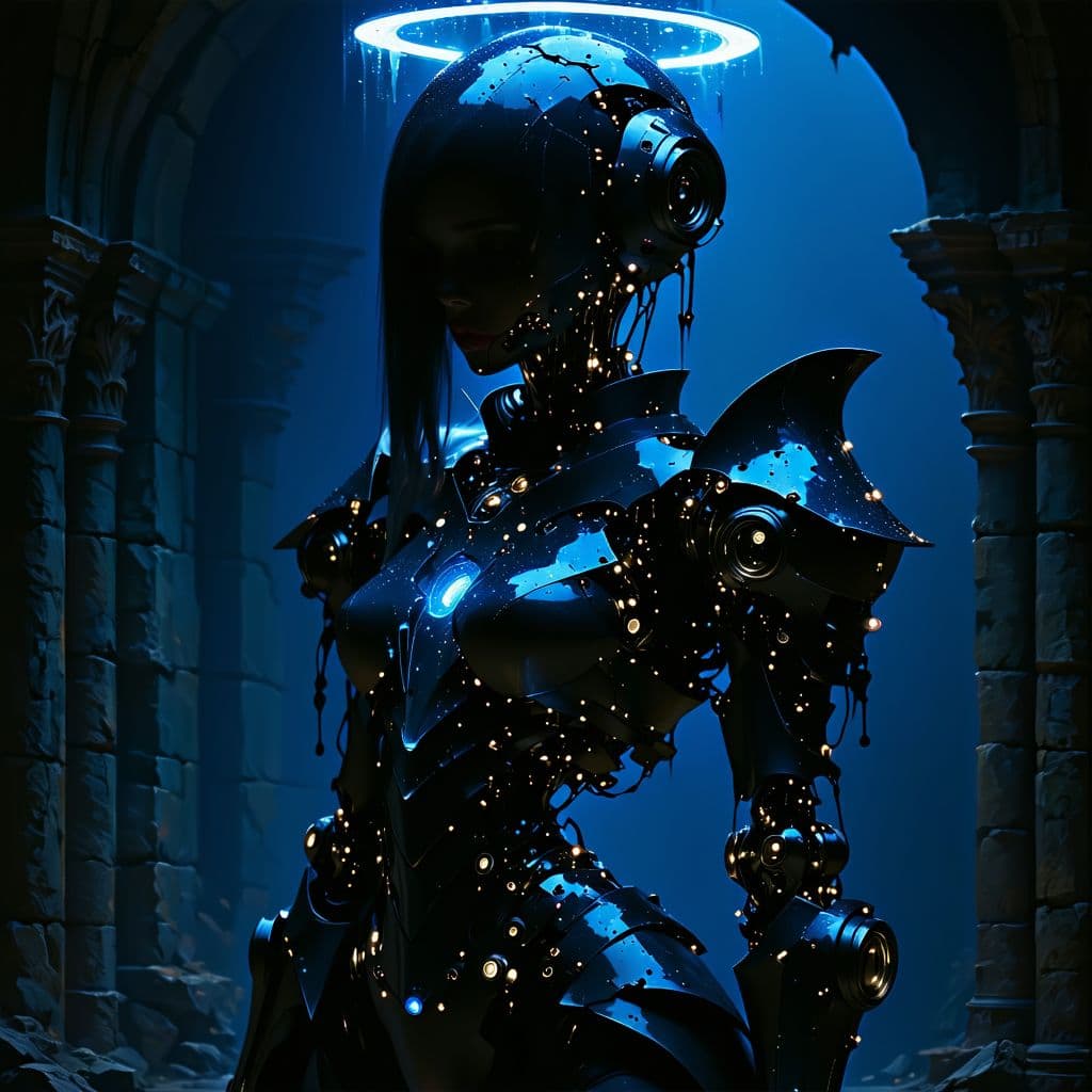 AI generated: Gothic style Gothic style 1woman, (full body image with nothing cropped out:1.2), mechanical battle ...