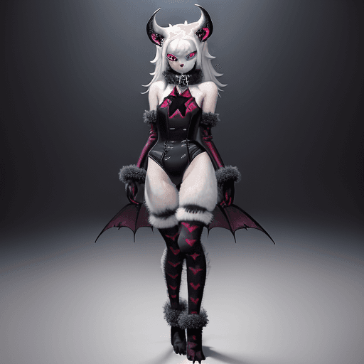 AI generated: full body portrait of loona hellhound, loonacroptop, loonashorts, slit pupils, white eyes, red scler...