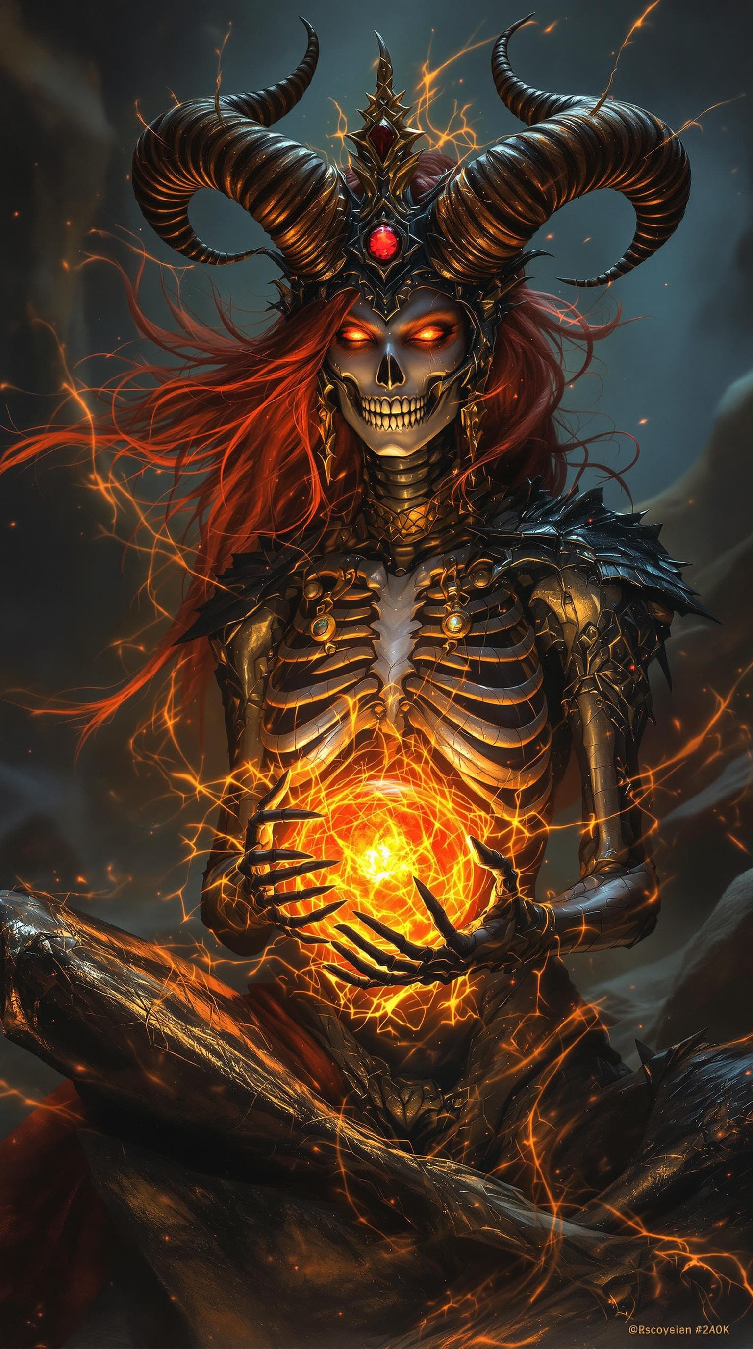 AI generated: a 64K UIHD digital photograph, photorealistic image of a foxy lady holding a glowing magical ball of...