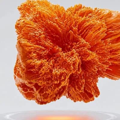 AI generated video: Use the provided image as the visual reference. Animate the orange floating molecule as if it were a...