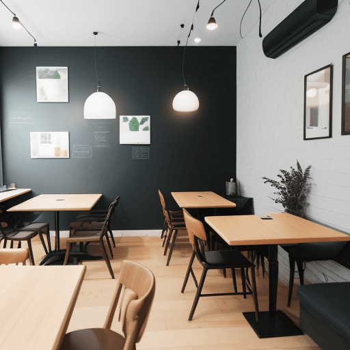 AI generated: a cozy cafe with a minimalist style that serves coffee, comfortable chairs where you can get togethe...