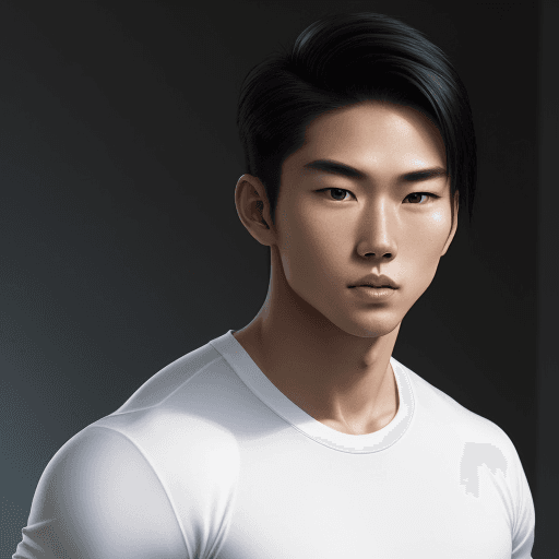 AI generated: A visually striking cinematic portrait that features modern of an handsome young Asian sportsmen hal...