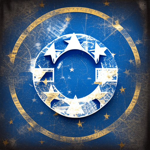 AI generated: inverted euro sign with one crossbar in a circle on a light background with contrasting details and ...