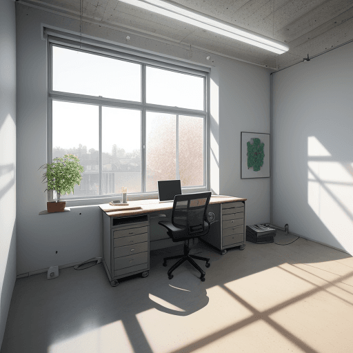 AI generated: Photorealistic image of a 3 meter by 3 meter room. On the left side of the room there is a 1 meter b...