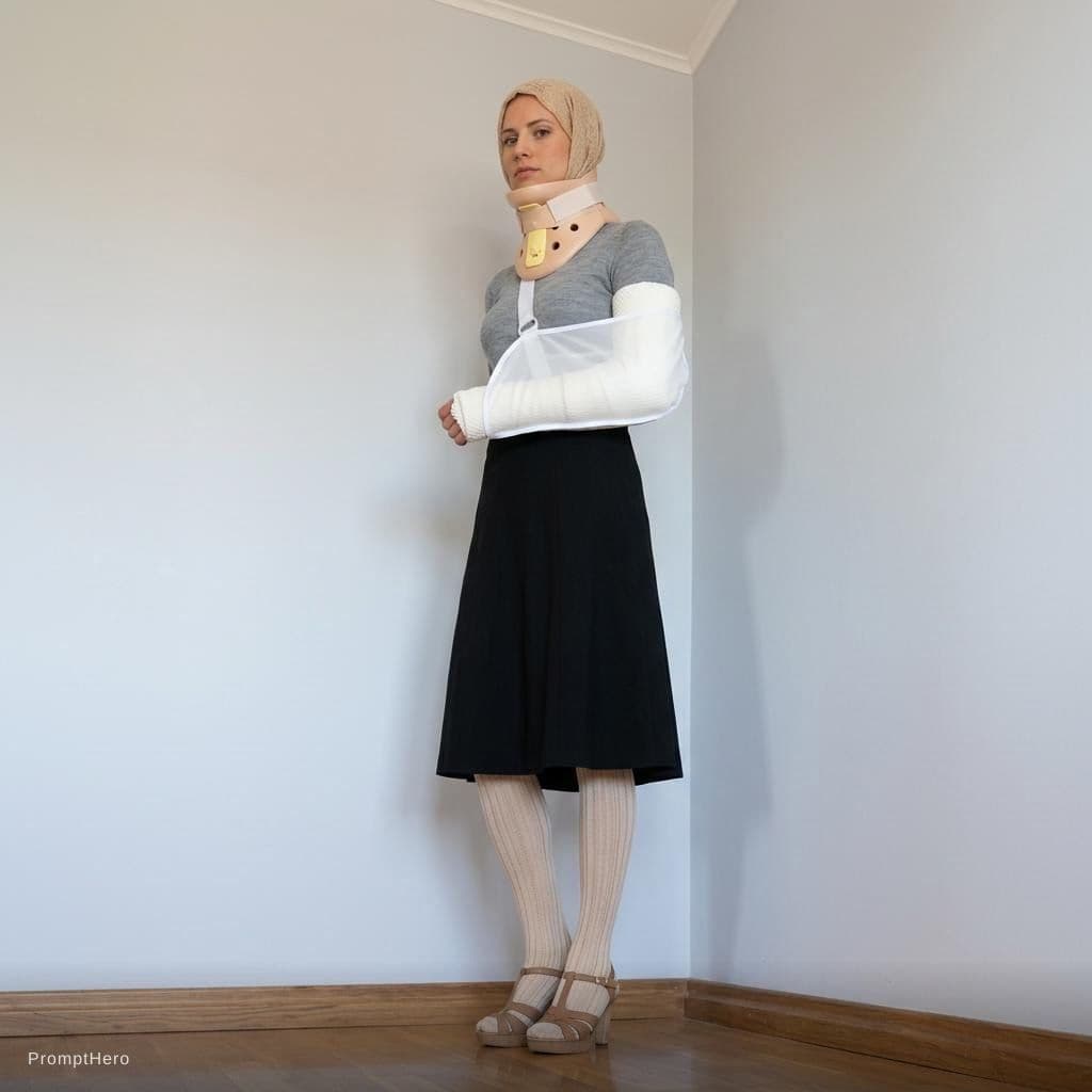 AI generated: Change composition of picture 1. Woman should stay in the same pose as on picture 1, with the same c...