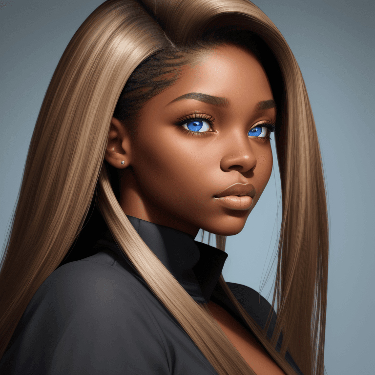 AI generated: Creating a striking portrait features a black woman whose serene, composed expression captures the v...