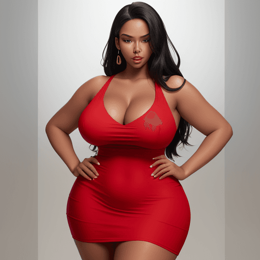 AI generated: A beautiful woman with luxuriously sleek, big-hipped curves and a curvy waist with a gracefully draw...