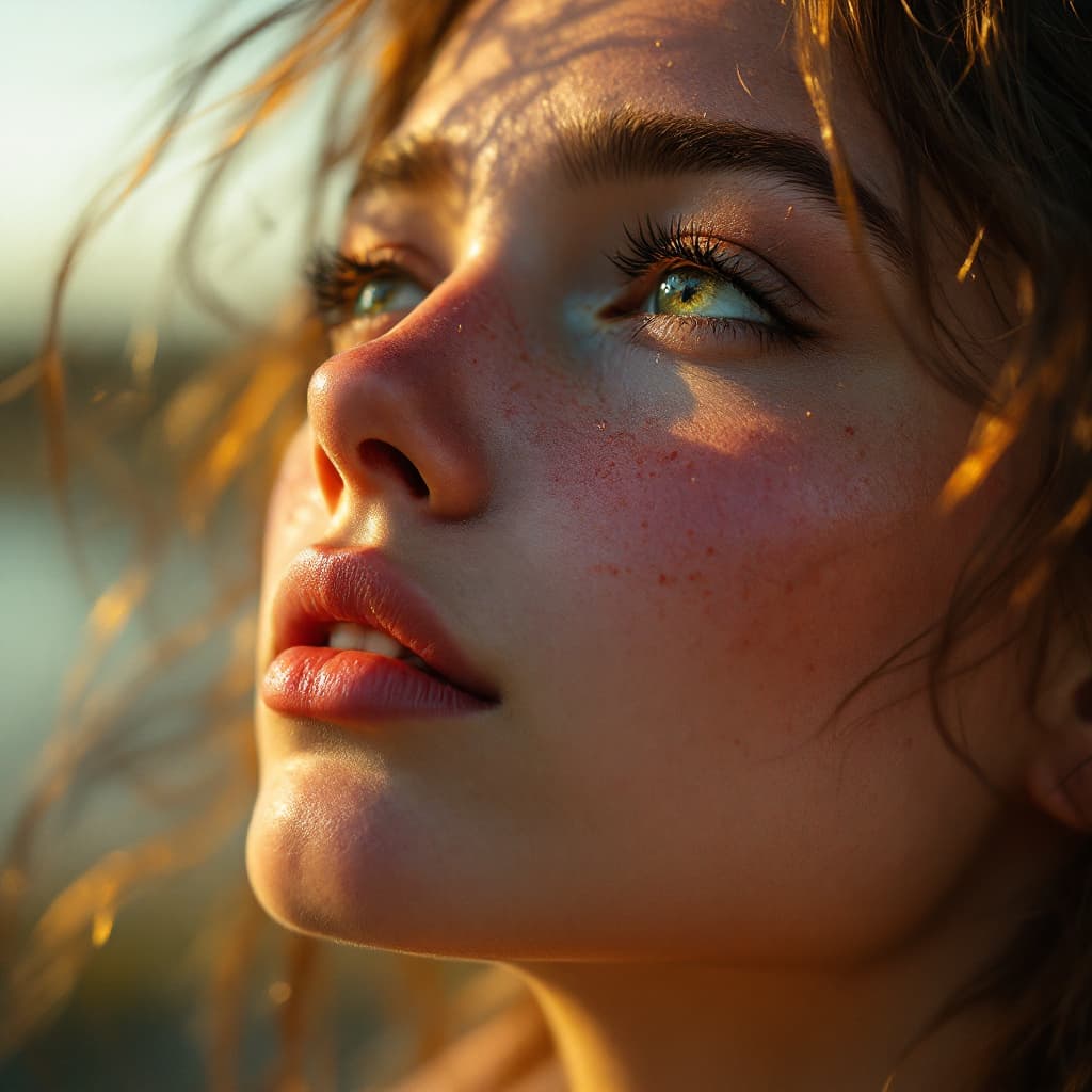 AI generated: A face of  girl who finally sees hope and light  infront of her after going through alot of struggle...
