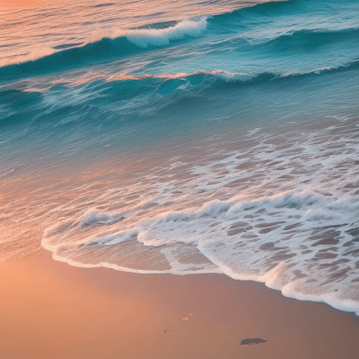 AI generated: ocean gradient color details with sparkle and sunset with beach