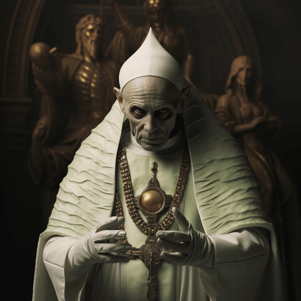 Midjourney prompt: alien pope