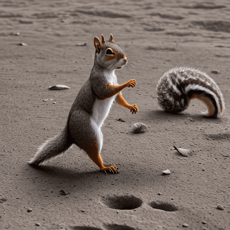 AI generated: Squirrel walking on the moon