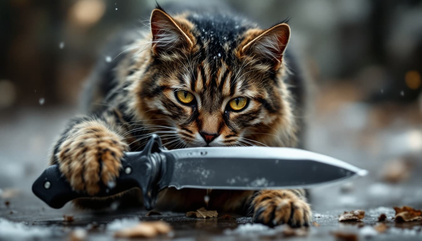 AI generated: cat special forces
Using a knife