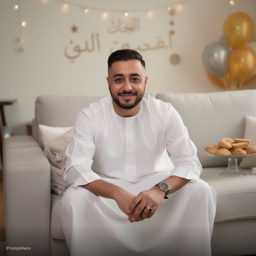AI generated: Ultra-realistic Eid celebration photo using the reference image as the exact identity blueprint. Rec...
