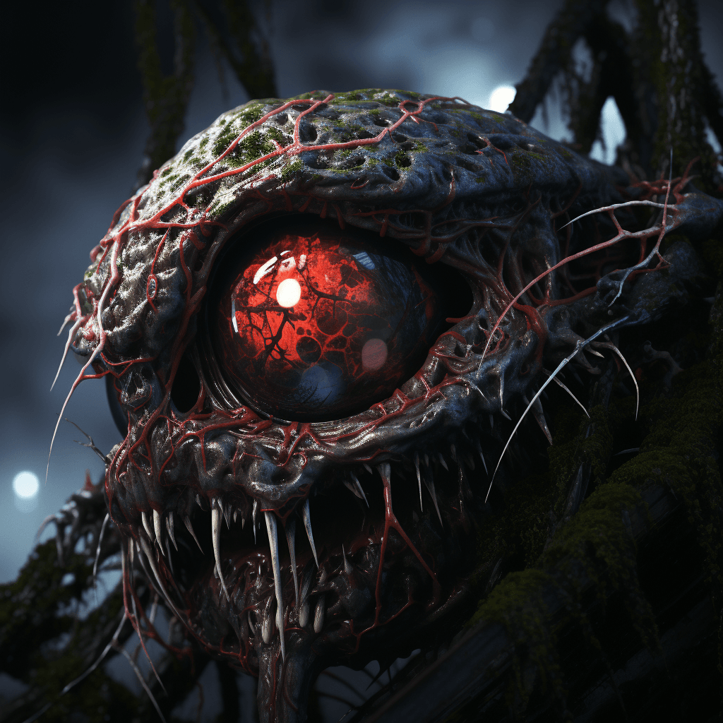 AI generated: a scary looking hellishly evil soul from deep depth of no mans land, full body, dripping skin, cryst...