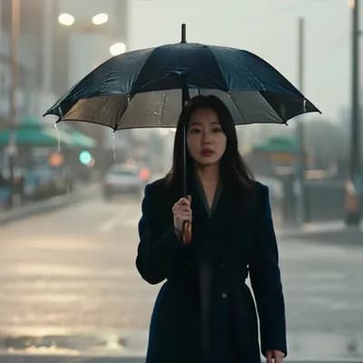AI generated video: beautiful asia woman with long light brown hair, wearing white with a decollete, gray eyes long hair...