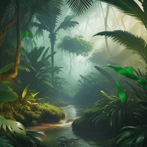 AI generated: A beautiful landscape jungle, paradise, realistic lighting, realistic, day, environment, 8k, surreal...
