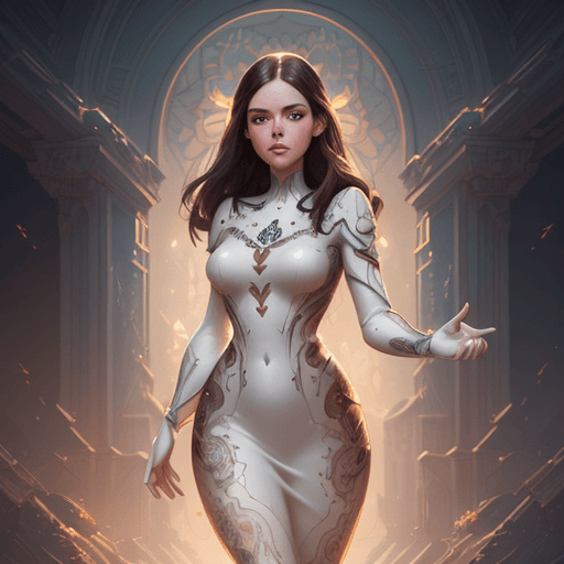 AI generated: front image of a white brunette woman, ultra detailed illustration by illustration by loish and artg...