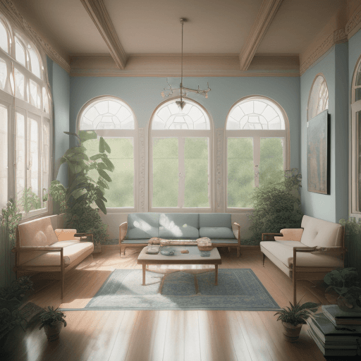 AI generated: High resolution photography interior design, dreamy sunken living room conversation pit, wooden floo...
