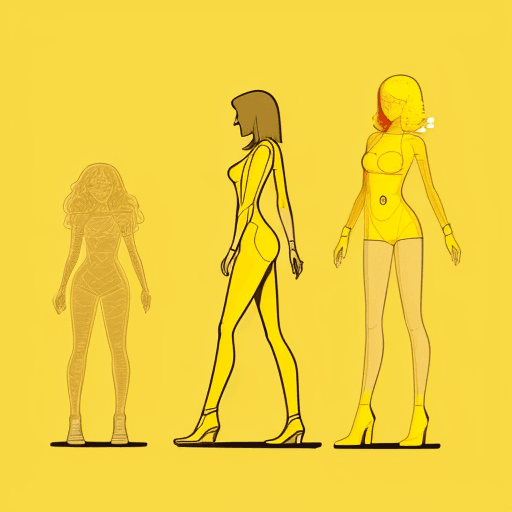 AI generated: illustration, women, three, yellow, outlines --ar 9:16