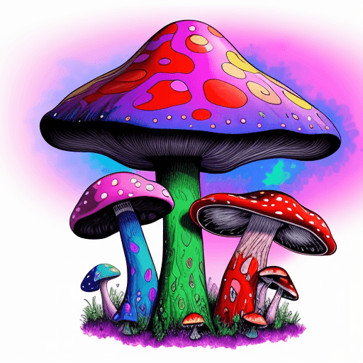 AI generated: add psychedelic colors and mushrooms