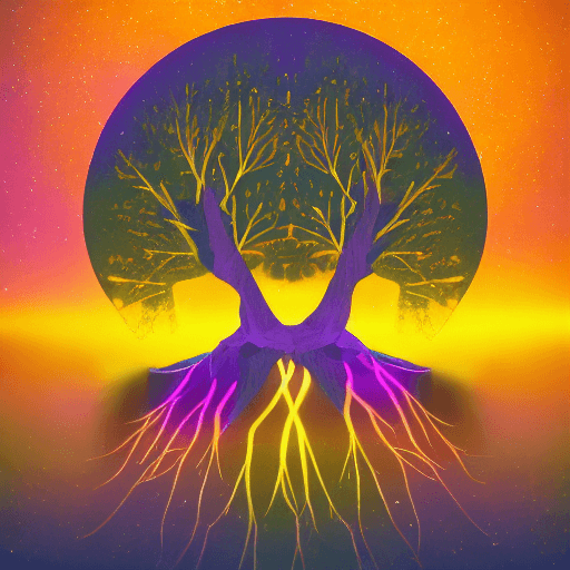 AI generated: tree of life, stars in the night sky, beautiful, vibrant color scheme, multicolored, visual contrast...