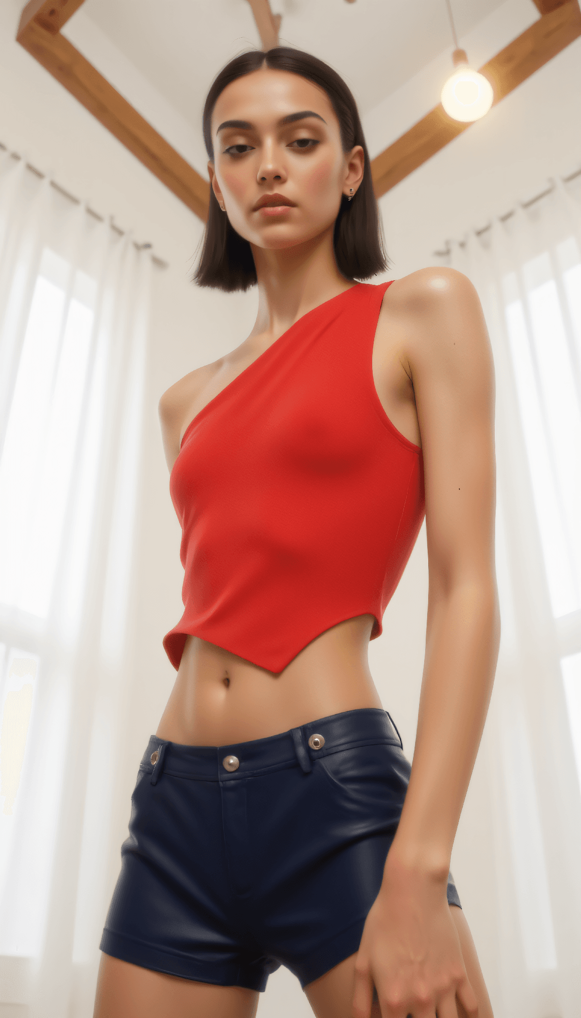 AI generated: Ultra hires, ultra realictic, Bauhaus Fashion waist up photo of a 24-year-old  Swiss-Zhuang  female ...