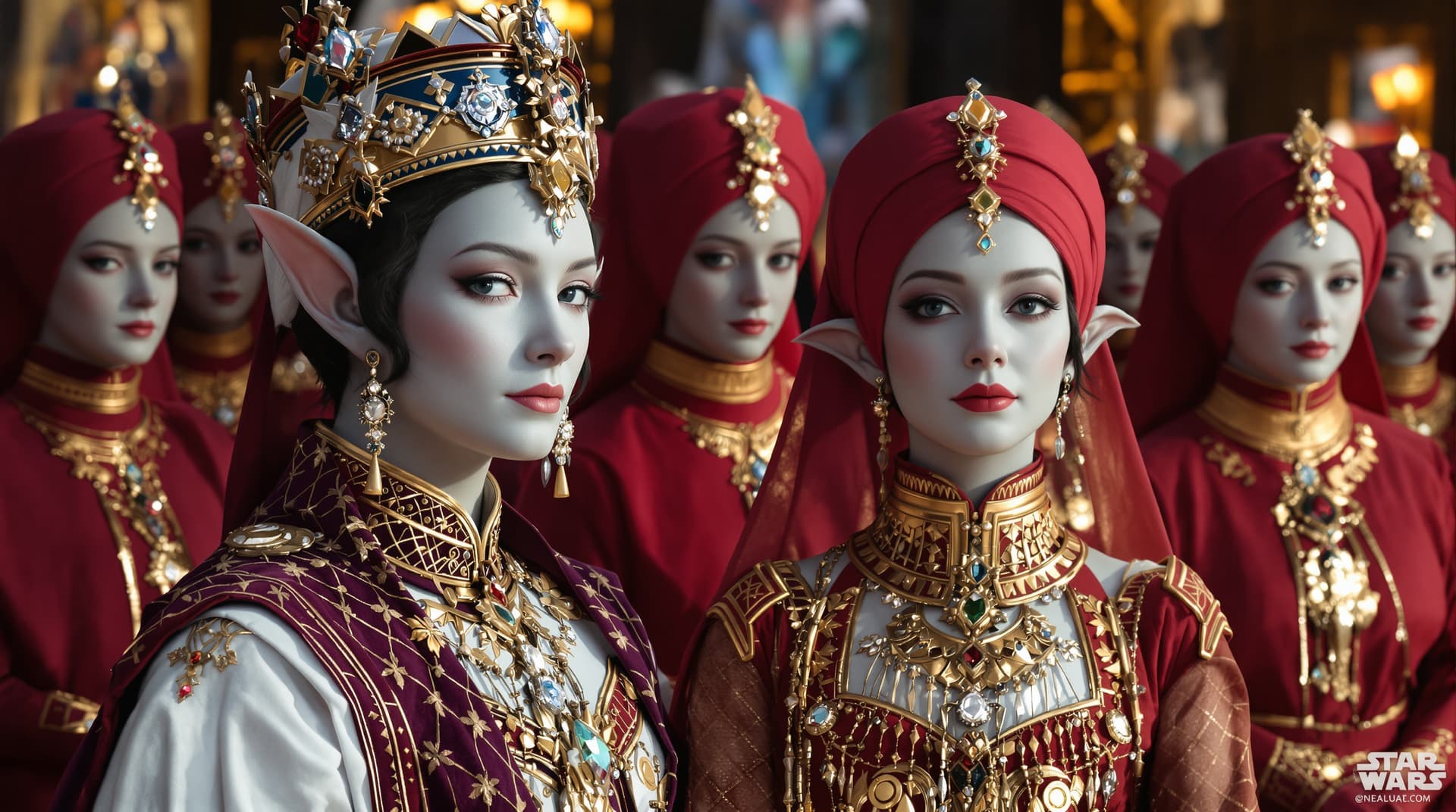 AI generated:  Image is a high-resolution close up hyper realistic digital artwork depicting royal elite couple wi...