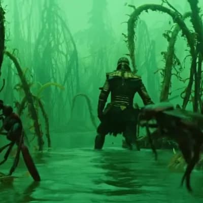 AI generated video: Fear the Poison of Unknowing. Epic cinematic dramatic dystopian futuristic scene. The warrior known ...