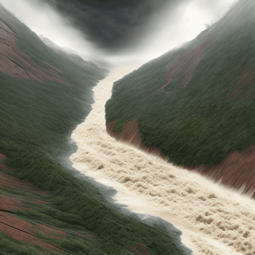 AI generated: Imagine a dramatic scene of natural disaster,
flood landslide,
contributing to the overall sense of ...
