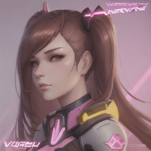 AI generated: mdjrny-v4 style portrait of female with brown long hair, nationality Korean, pink arrows on her chee...
