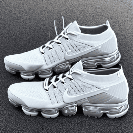 AI generated: sideview of vapormax sneakers designed from alien space ship, white airmax nh1 soles, photo  realist...