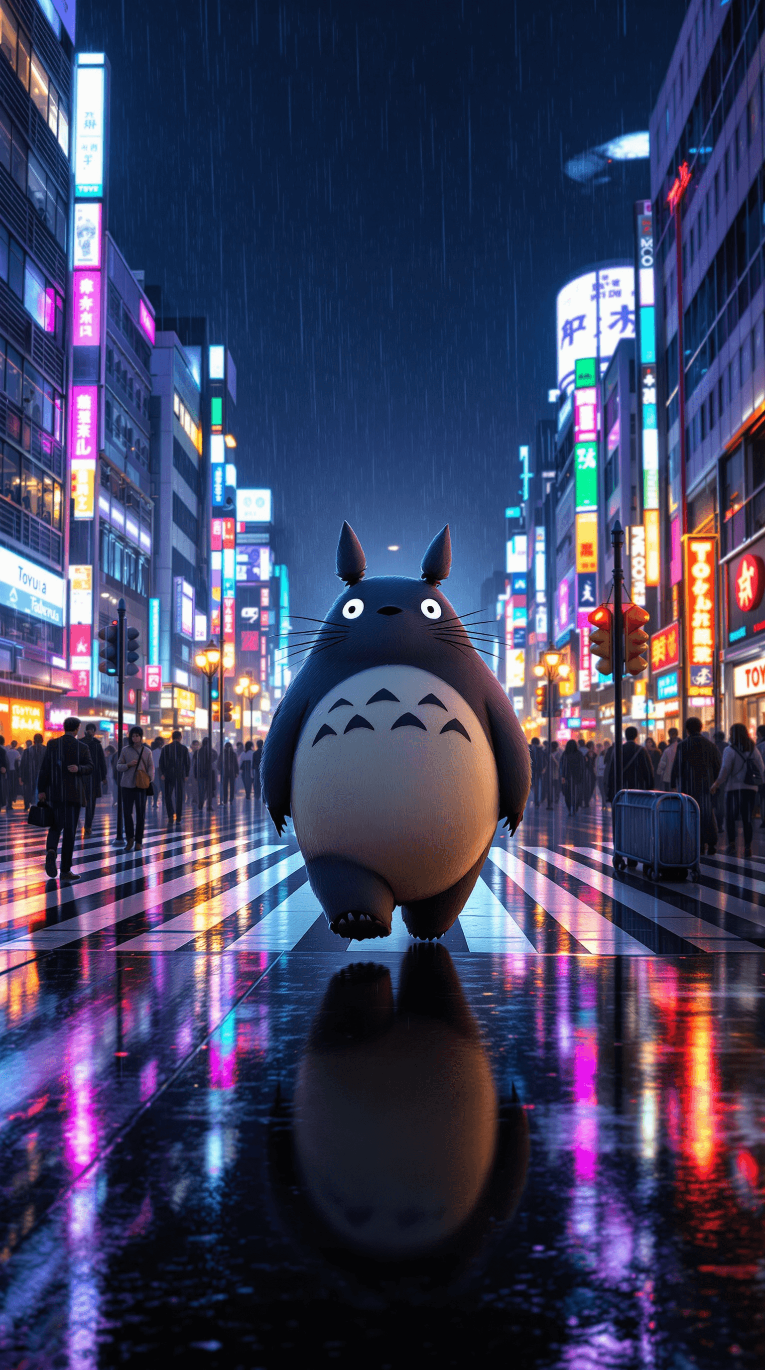 AI generated: A breathtaking cinematic wide-angle shot of Totoro from Studio Ghibli, rendered in a hyperrealistic ...