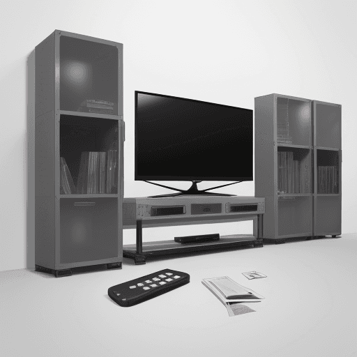 AI generated: 3 matte gray TV remotes, size of deck of cards, arranged in a grid, on a glossy white surface, hyper...