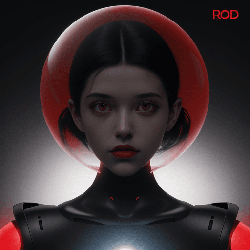 AI generated: Cover art of Rood Magazine featuring a sphere, a worm, and a glowing red light, styled as conceptual...