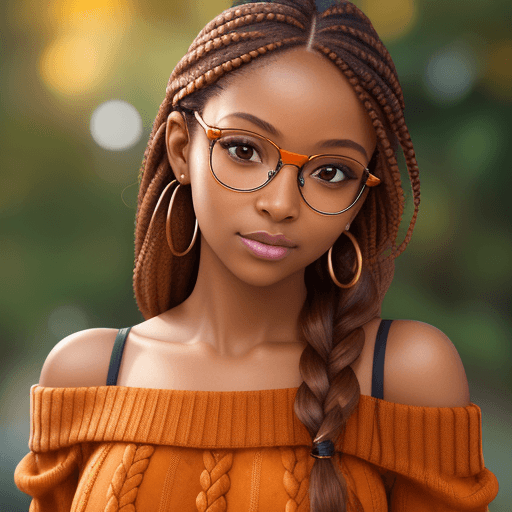 AI generated: 
professional portrait, beautiful radiant brown mahogany cinnamon skin girl, braided hair, a girl we...