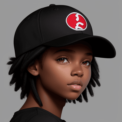 AI generated: A black teenager beautiful wearing a baseball cap
