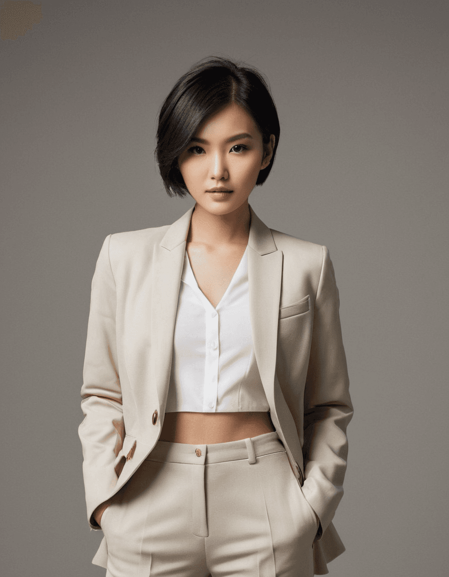 AI generated: Envision Vietnamese her 20s, with an air of confidence and creativity, full body shot, She sports a ...