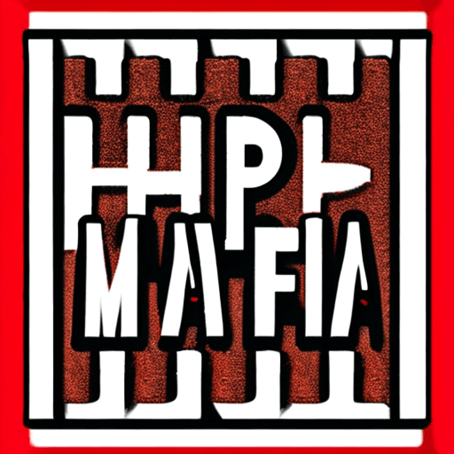 AI generated: high quality logo for the card game mafia, minimalist style, pencil drawing in black and red colors ...