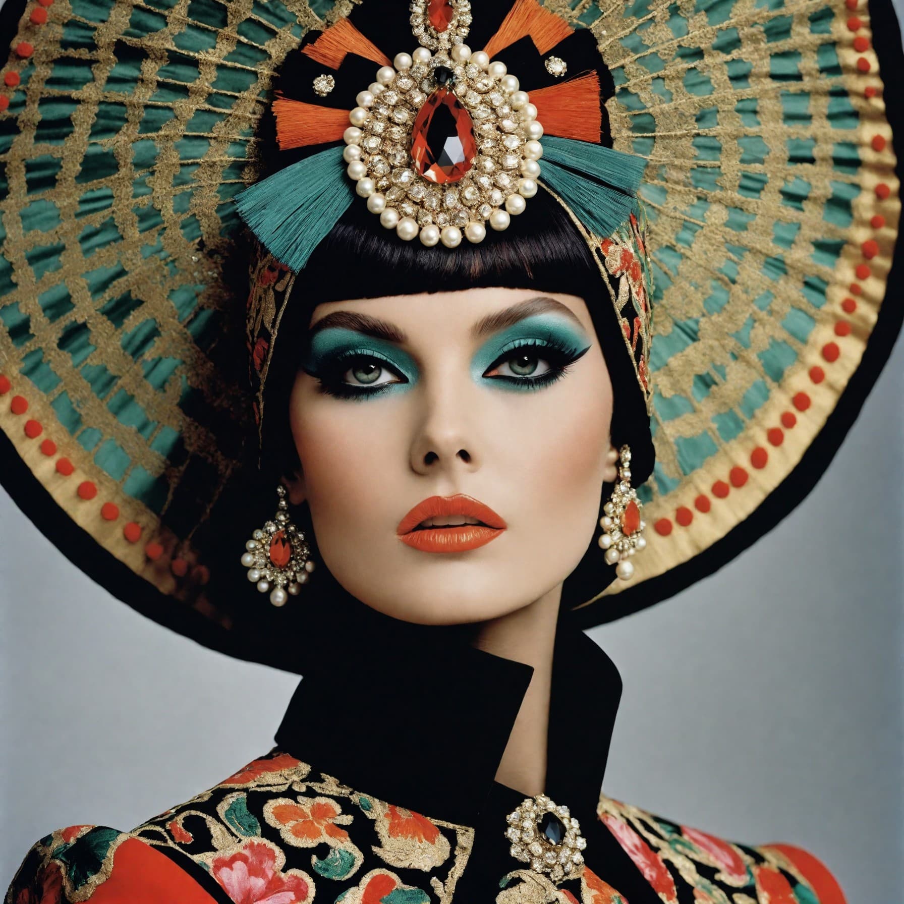 AI generated: high fashion vogue print ad, 1967, couture editorial shot, 8k archival print, by adrienn Henczné Deá...