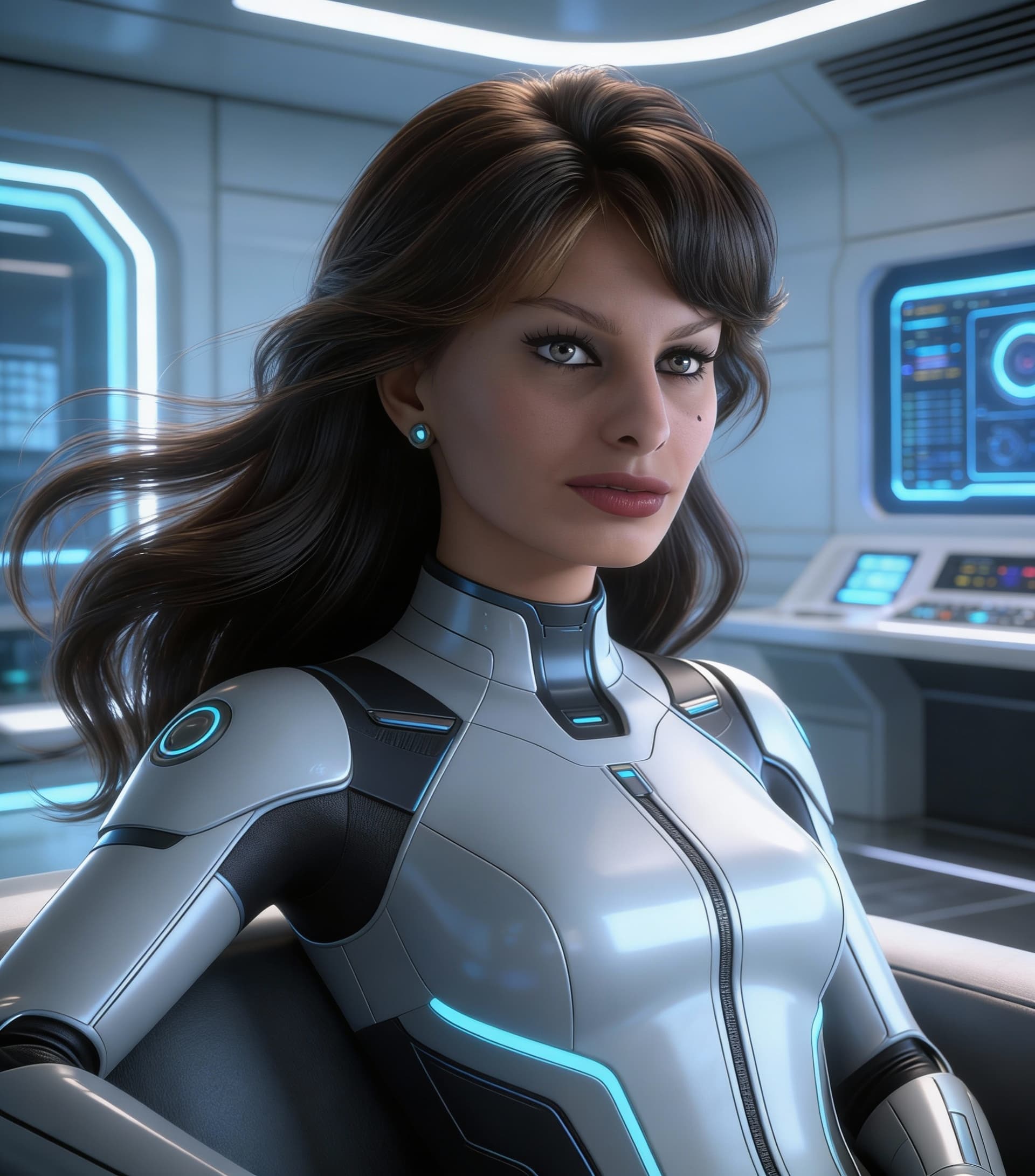AI generated: Alter facial features and aesthetics of the reference image or images to create a uniquely looking c...