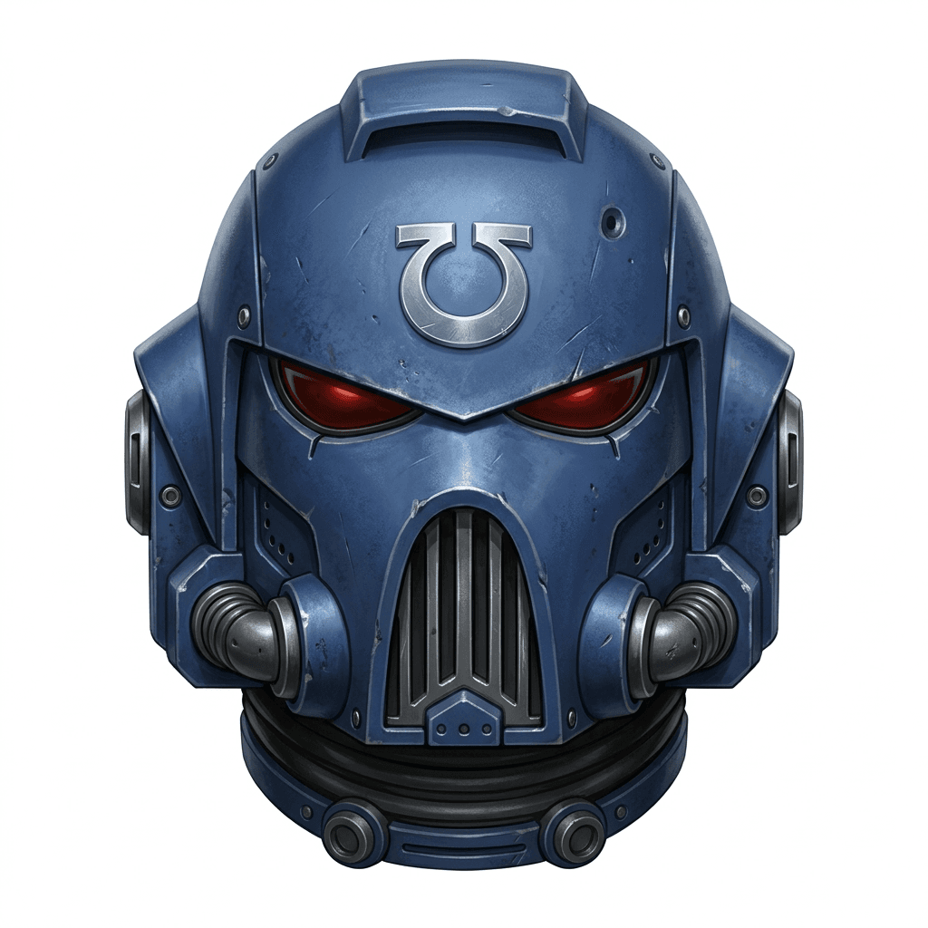 AI generated: Ultra-detailed fantasy concept art illustration of a legendary power armor helmet inspired by a futu...