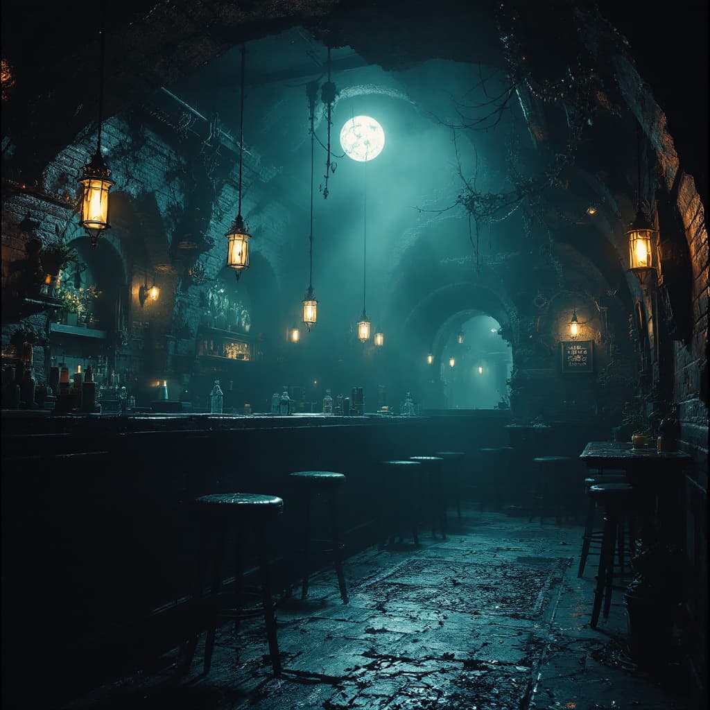 AI generated: a gothic/metal dive bar
