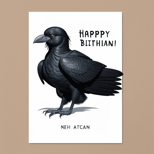 AI generated: create an animated image of merlina for happy birthday card