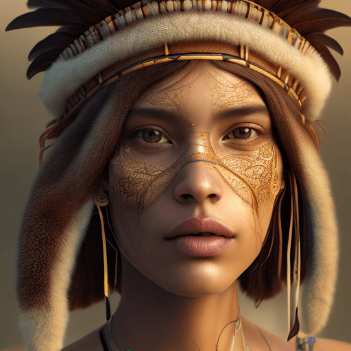 AI generated: hyper realistic photograph, portrait of a southamerican indigenous woman with BROWN eyes and BROWN h...