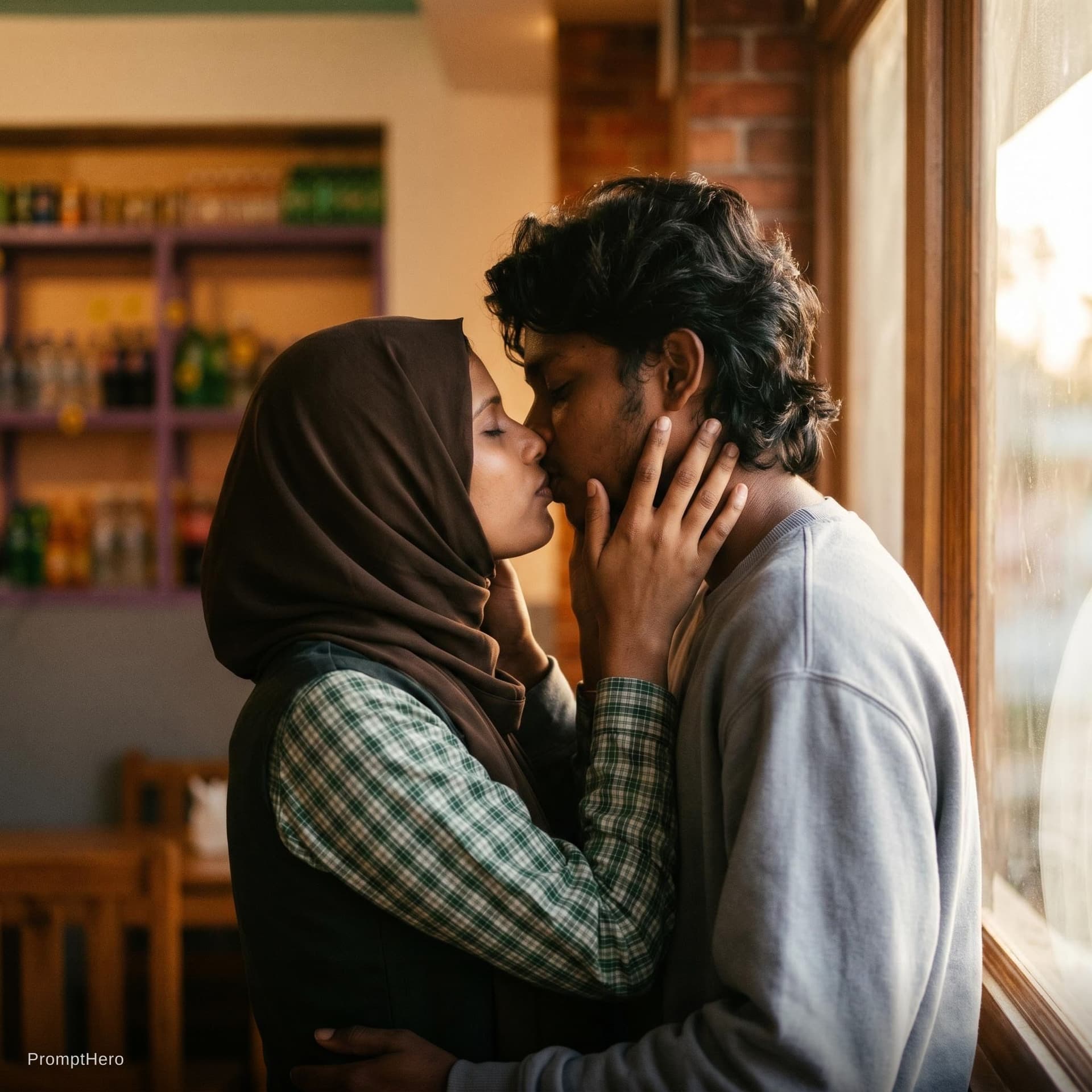 AI generated: Kissing hot of romantic couple 
