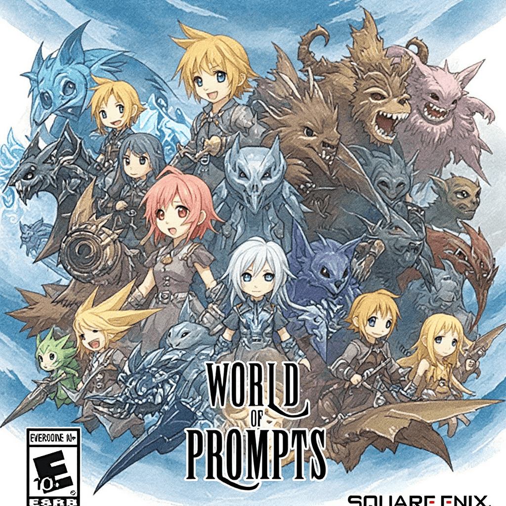 AI generated: In the style of world of final fantasy art cover, write "World of Prompts"

and add the most gener...