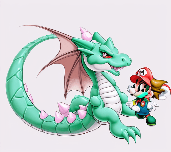 AI generated: cartoon sweet baby dragon with mario bross clouth with only the lines so i can paint it and fit the ...