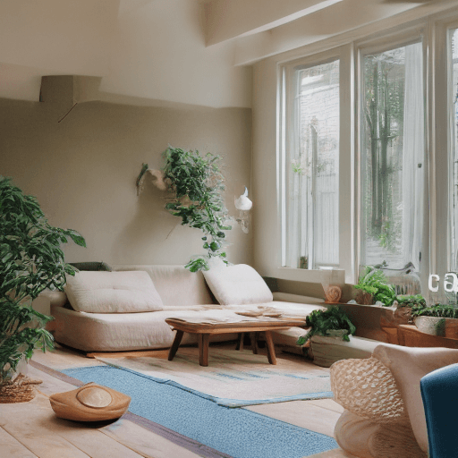 AI generated: High resolution photography interior design, dreamy sunken living room conversation pit, wooden floo...